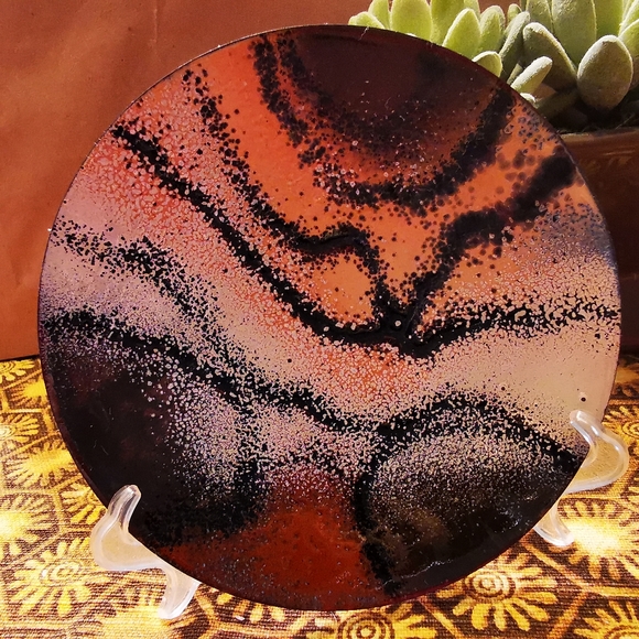 Artisan Made Enamel on Steel Animal Tiger Print Round Dish - Picture 4 of 11